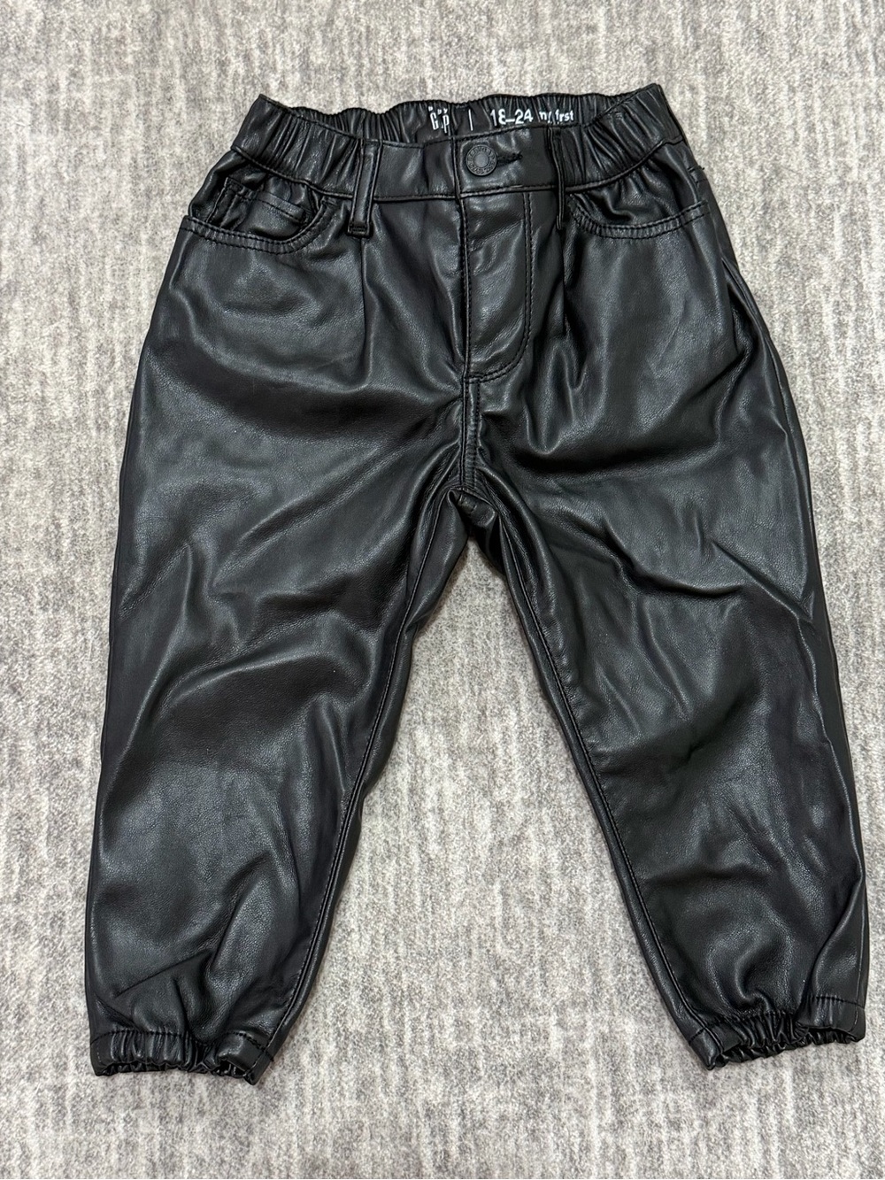 GAP Baby Faux Leather Bubble Black Jogger Pants